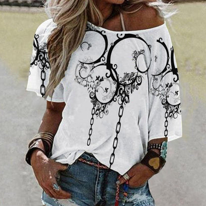 180gsm Women’s Off the Shoulder Half-Sleeve T-shirt BAT (All-Over Printing)