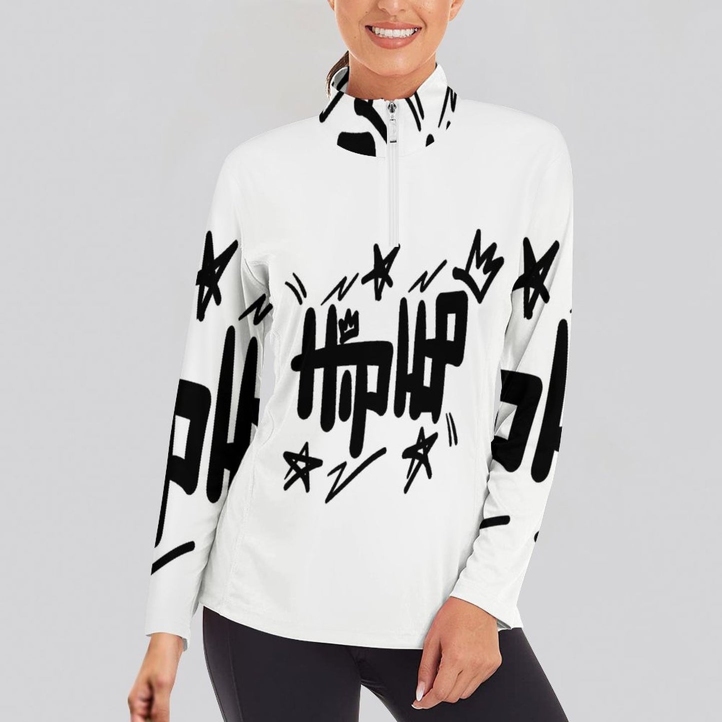 1/4 Zipper Long Sleeve Zip Gym Top DS007 (All-Over Printing)