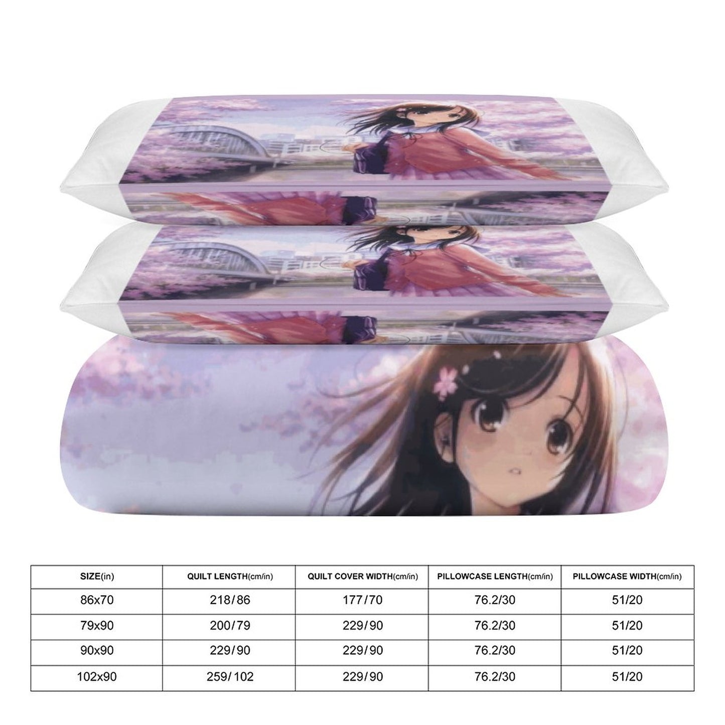 3-Piece Bedding Set-86"×70"/ 218×177cm (Dual-sidede Printing)