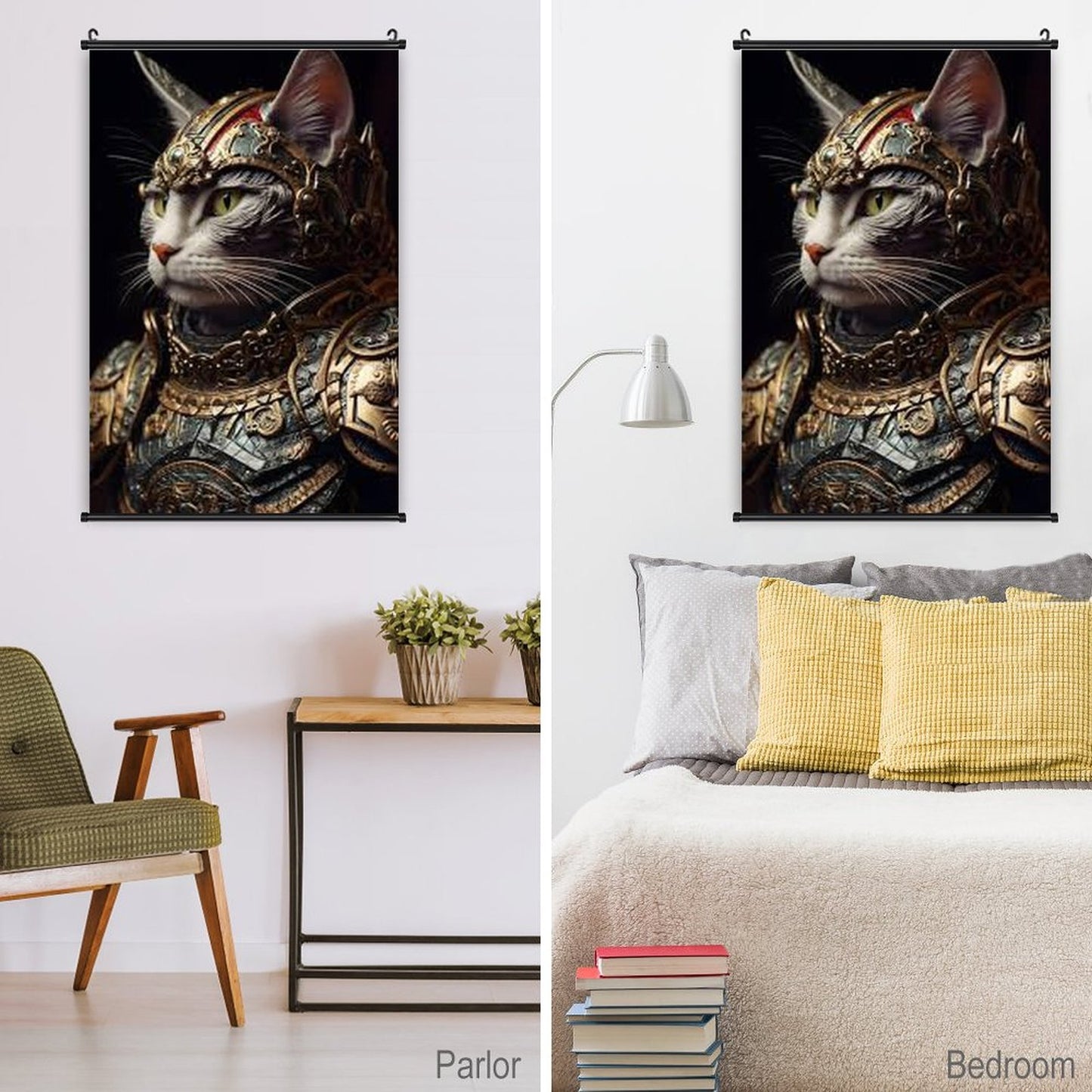 Canvas Hanging Poster with Scrolls-16"x24"/ 40x60cm-CAT WARRIOR