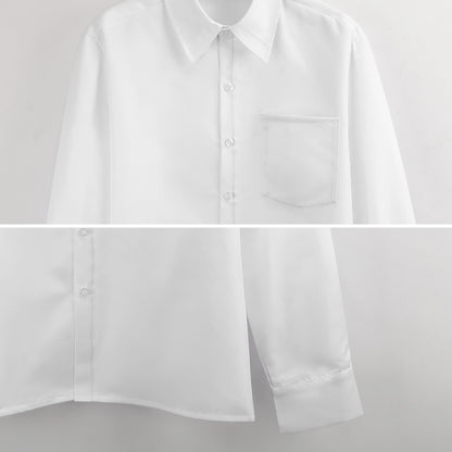 Faux Linen Men Long Sleeve Shirt with Pocket(All-Over Printing)