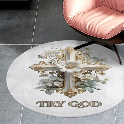 OVERSIZED Round Coral VELVET Warm Floor Mat-TRY GOD