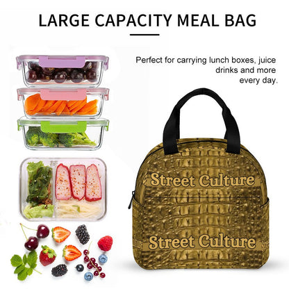 STREET CULTURE Alligator Large Insulated Lunch Tote Bag for Adults (waterproof/leakproof)