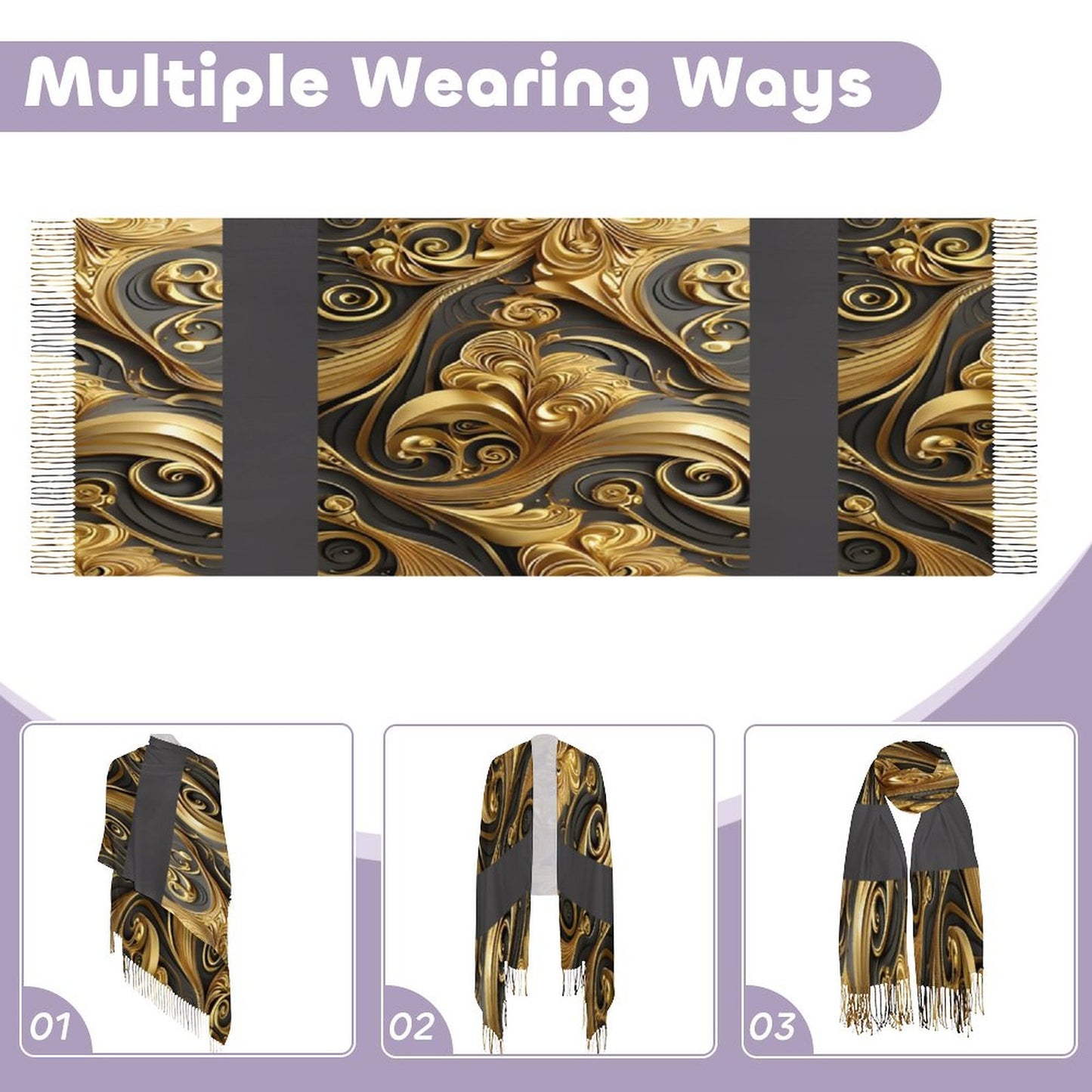 Cashmere-like Tassel Scarf (All-Over Printing)