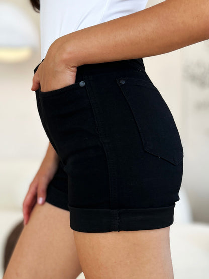 Judy Blue Full Size High Waist Tummy Control Cuffed Denim Shorts-SIZE 0-3XL