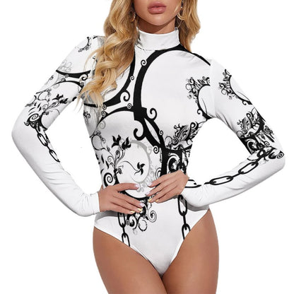High-collar Long-sleeve Bodysuit NZ056 (All-Over Printing)