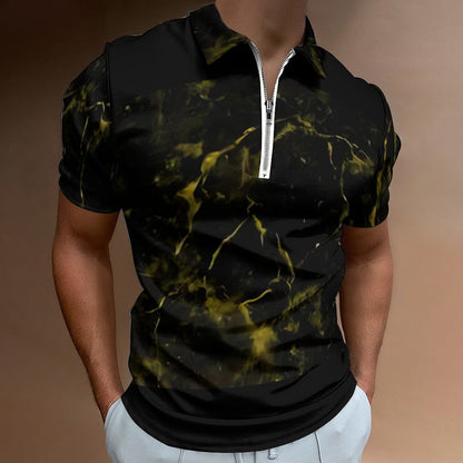 Men's Short Sleeve POLO Shirt with Zipper B470 (All-Over Printing)