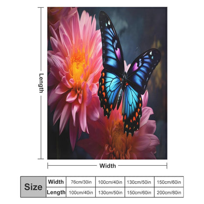 BLUE BUTTERFLY Flannel Throw Blanket-60"x80"