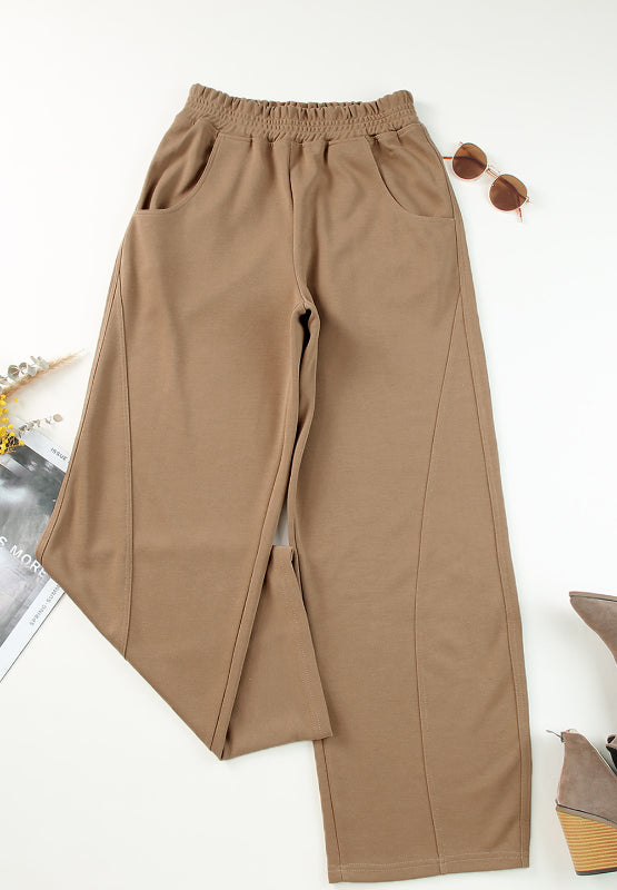 Elastic Waist Sweatpants with Pockets (black/tan/grey)-SMALL-2XL