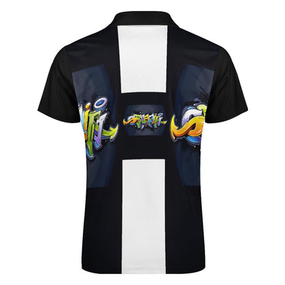 COLORFUL GRAFFITI Men's Short Sleeve POLO Shirt with Zipper-2XS-6XL