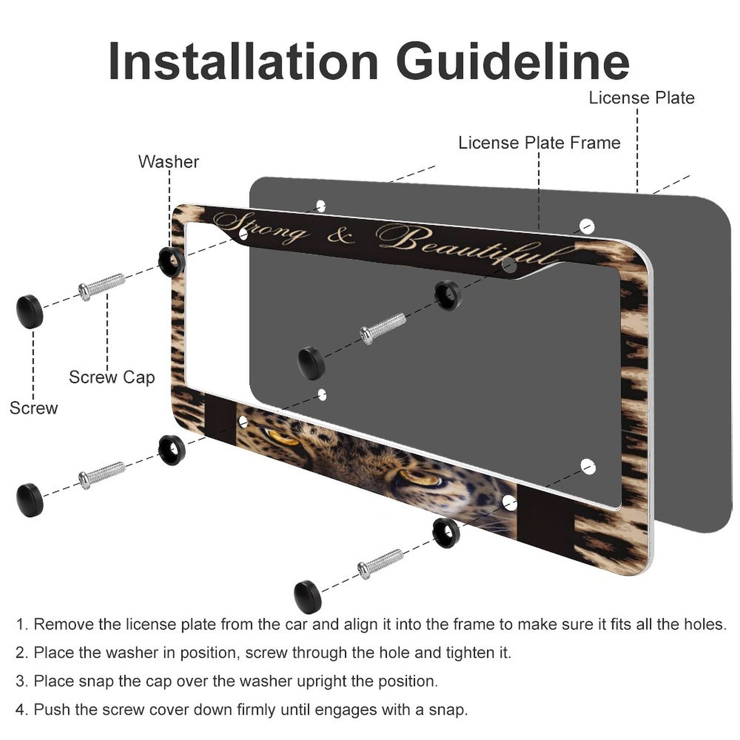 License Plate Frames with 4 Round Holes (1 Pair)