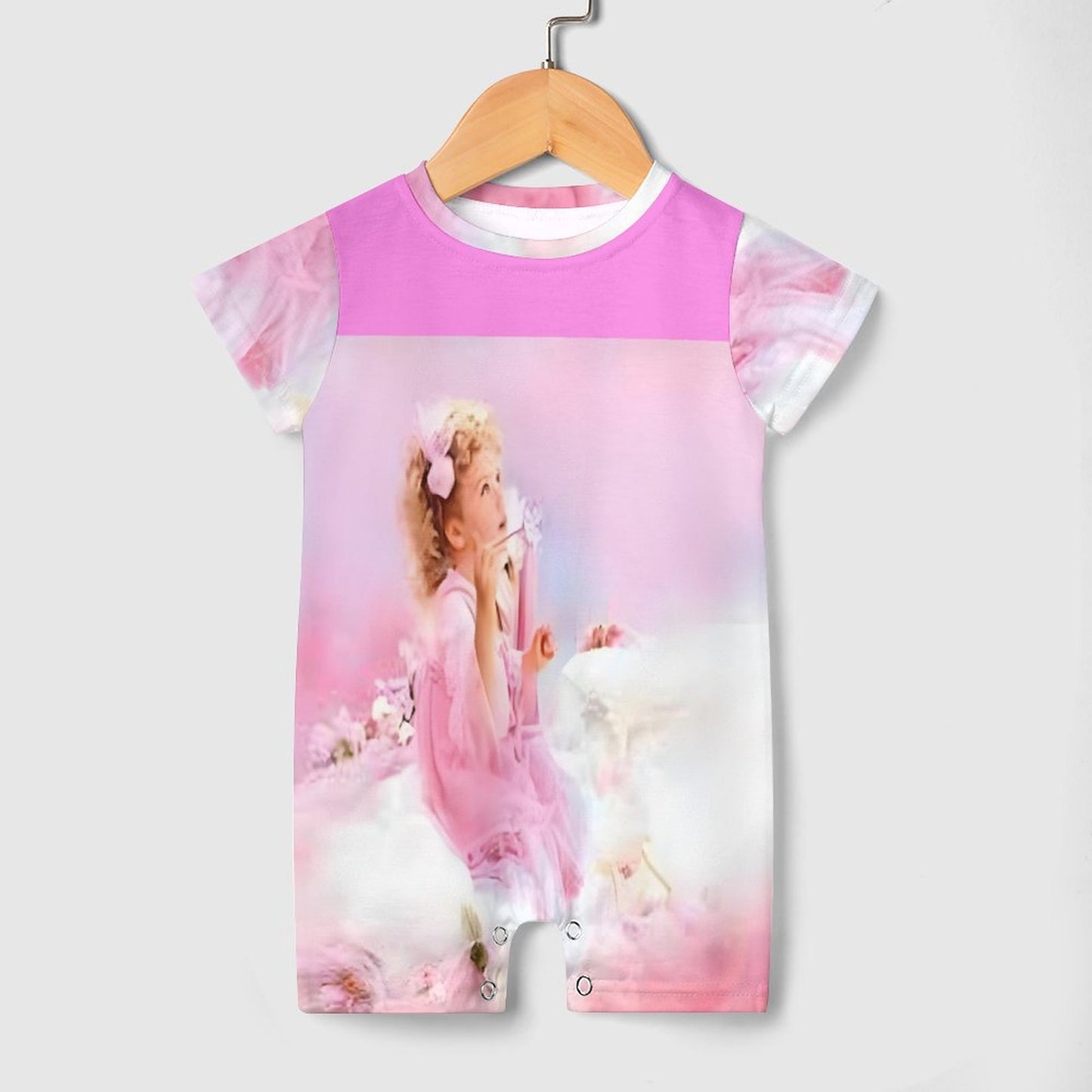 Short Sleeve Baby Bodysuit Romper PLR (All-Over Printing)