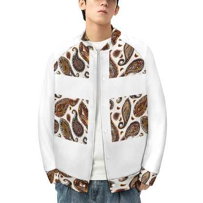 ORANGE PAISLEY Men's Baseball Jacket-*2XS-6XL