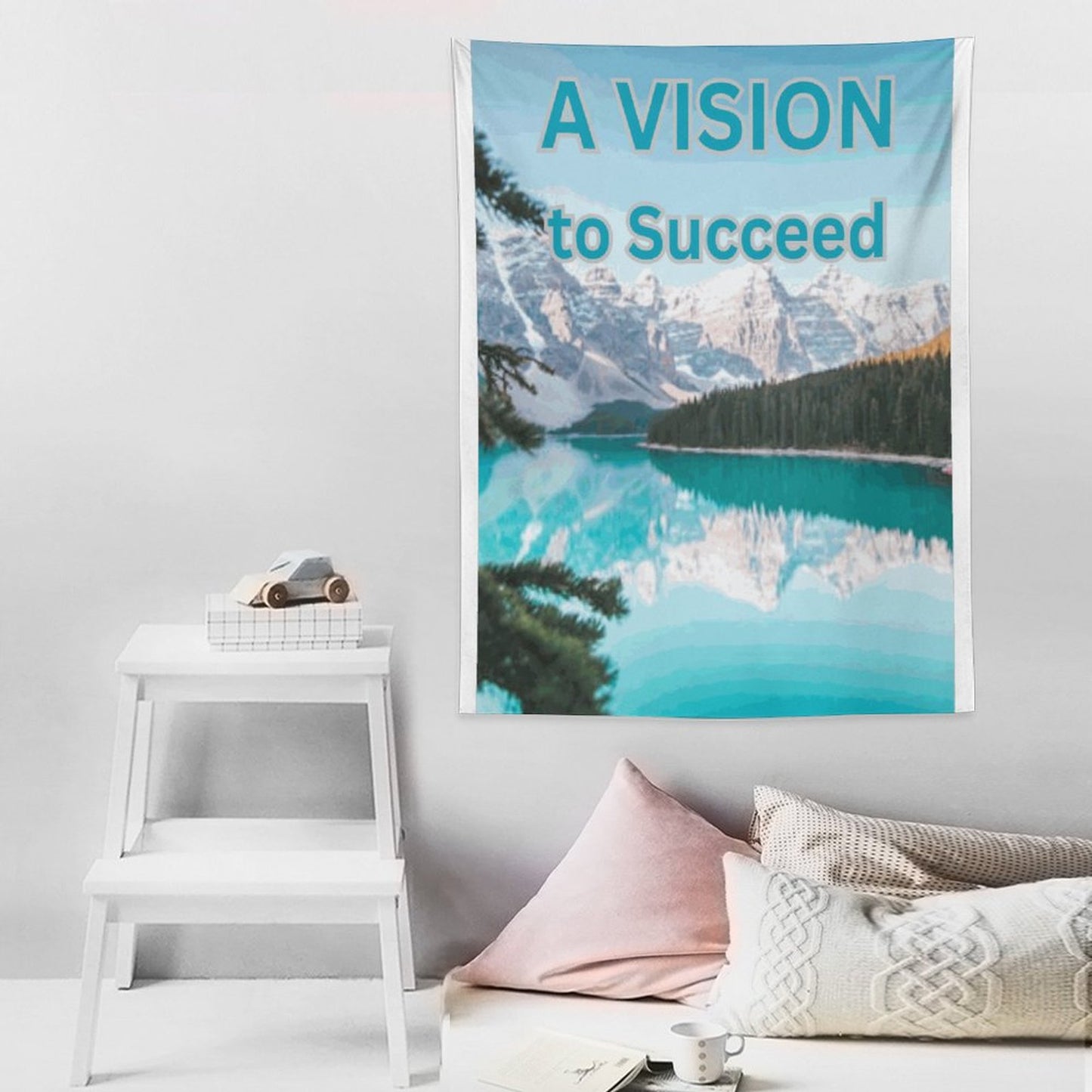Wall Art with Vertical Tapestry