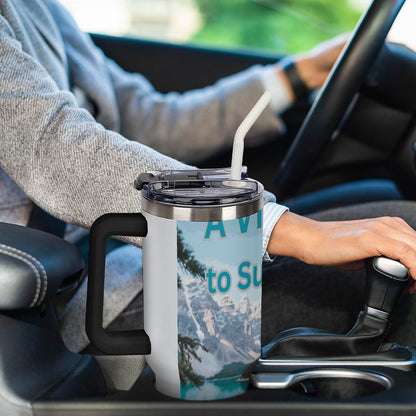 40oz Insulated Tumbler with Handle and Straw