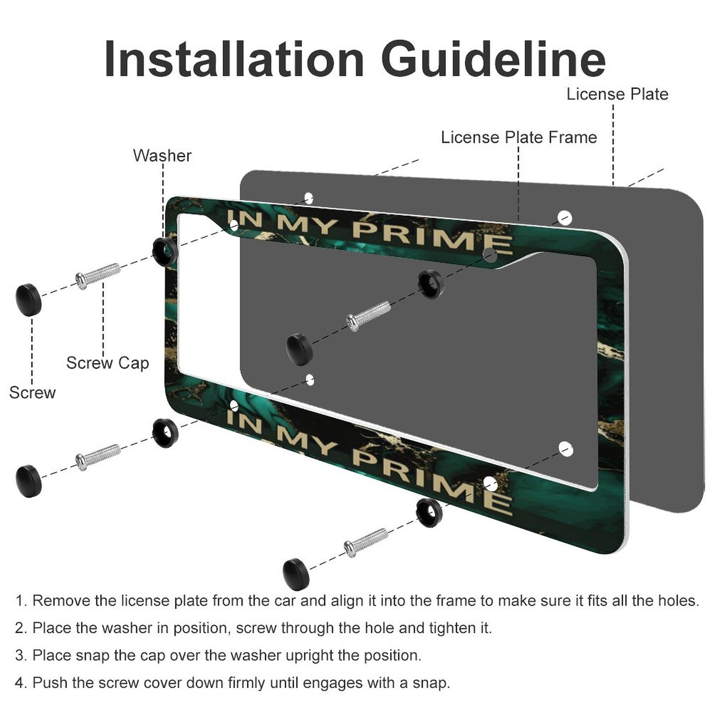License Plate Frames with 4 Round Holes (1 Pair)