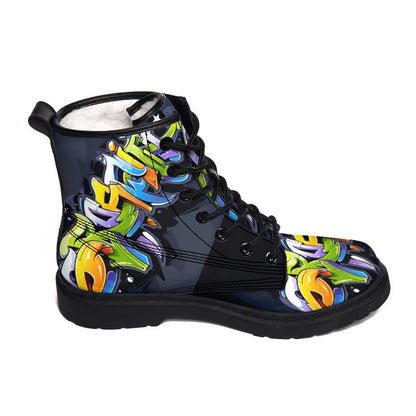 COLORFUL GRAFFITI Unisex Boots (comfortable plush FUR interior)
