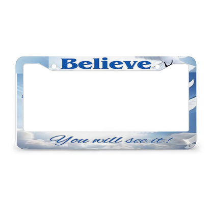 License Plate Frames with 2 Round Holes (1 Pair)-BELIEVE