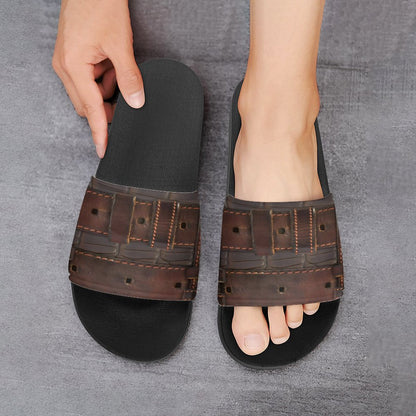 RUGGED LEATHER BUCKLE PRINT Unisex PVC Slippers