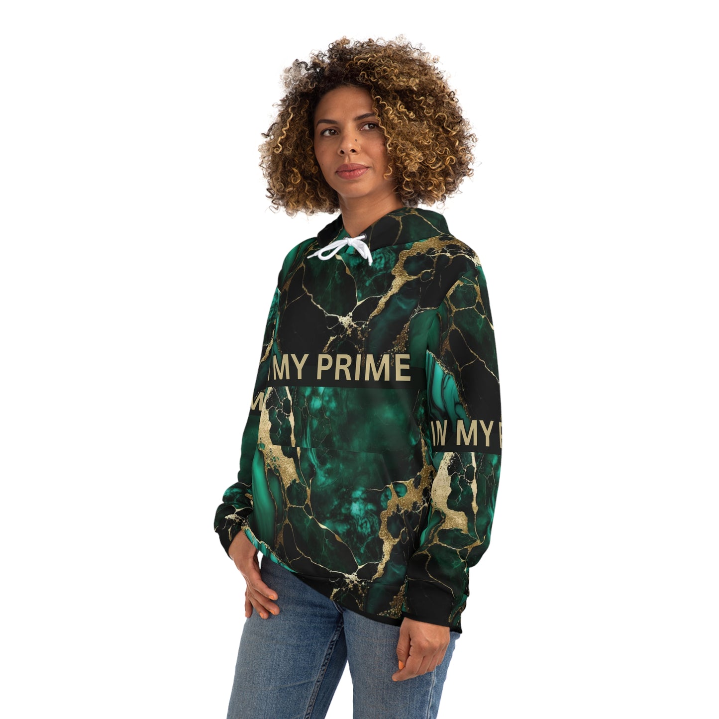 IN MY PRIME GREEN & GOLD MARBLE Unisex Fashion Hoodie