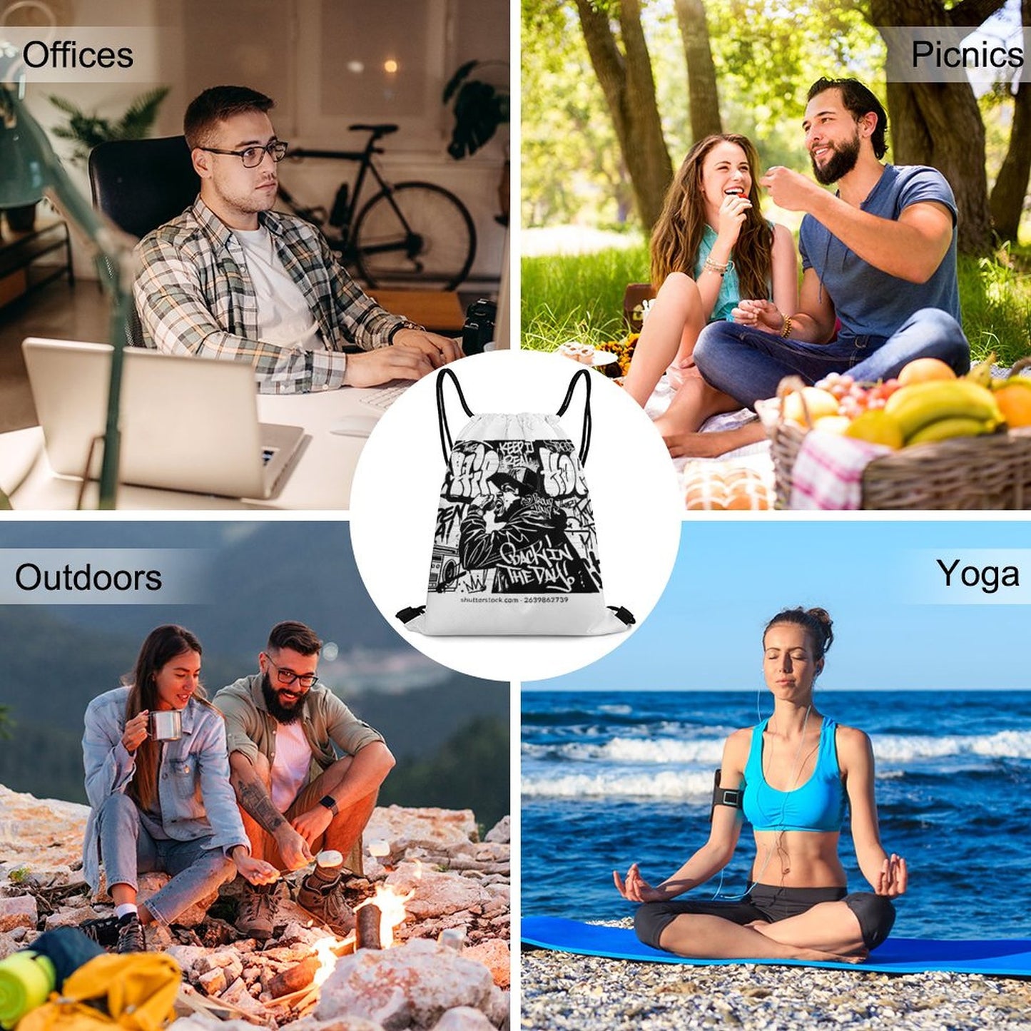 Custom Drawstring Bags with Waffle Cloth Designs