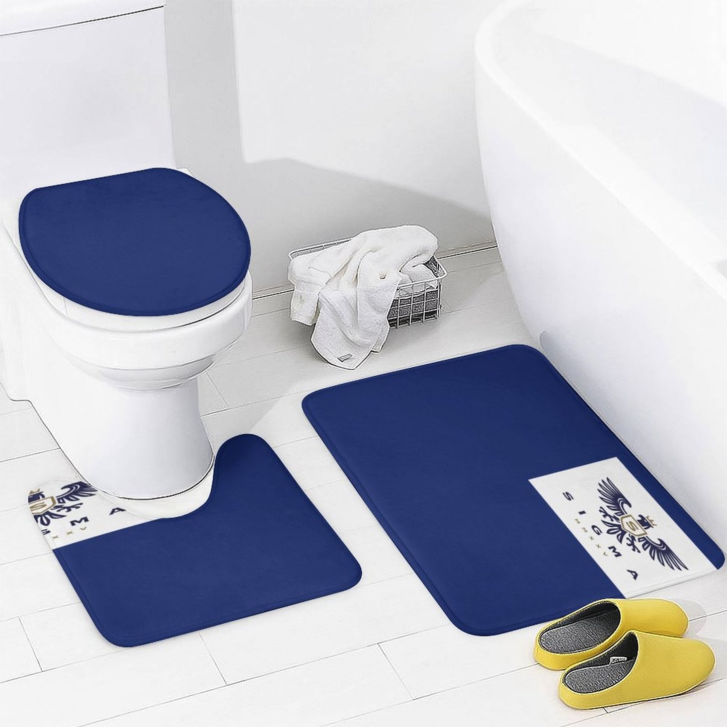 Shower Curtain Set with 3 Rugs