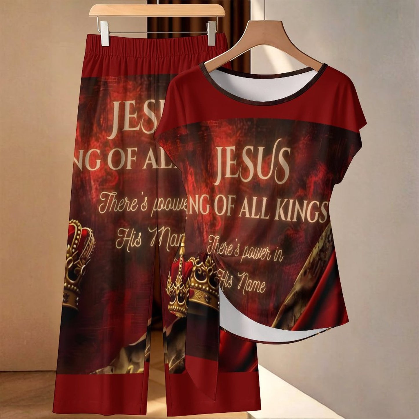 150gsm Strap Top Wide Leg Pants Set(All-Over Printing)