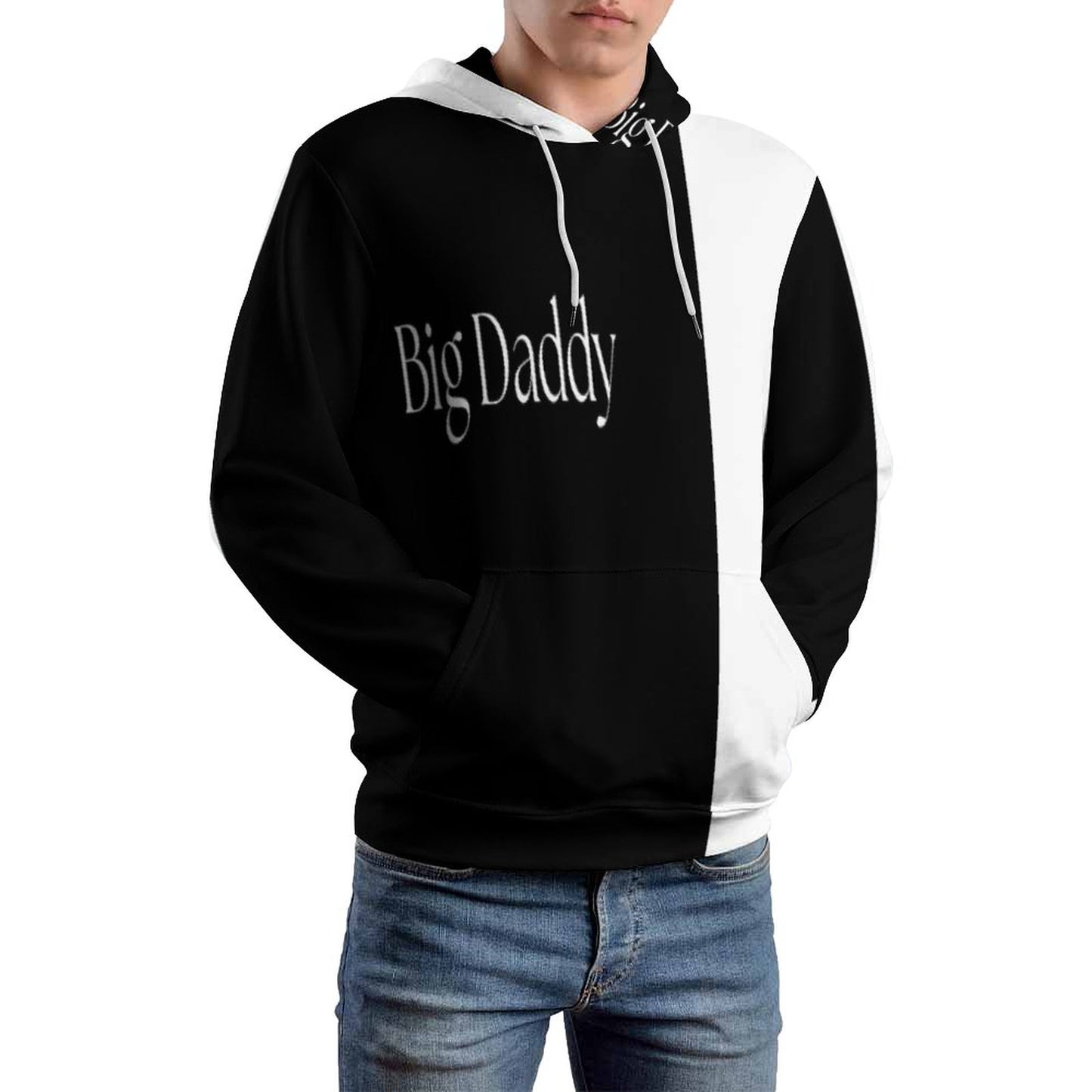 Men's Cool Hoodie with Double-layer Cap- S-6XL-BIG DADDY b/w