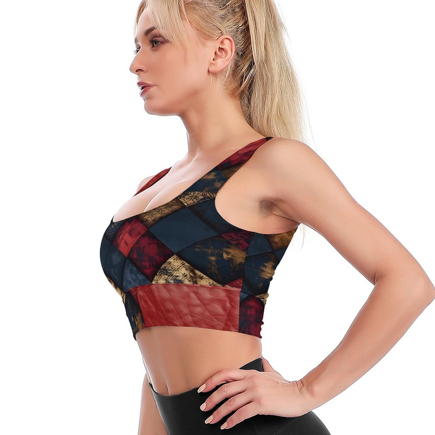 TRIANGLES & LEATHER Sports Bra-SMALL-2XL
