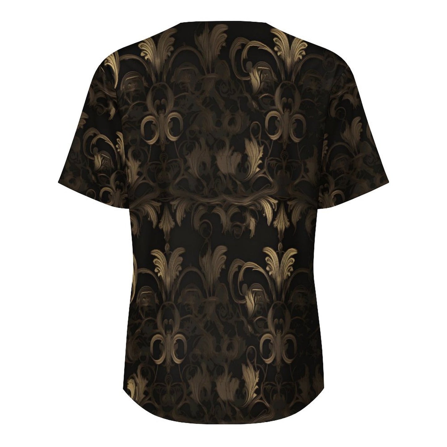 BLACK & GOLD ACCENT COLLARLESS Shirt-*XS-4XL