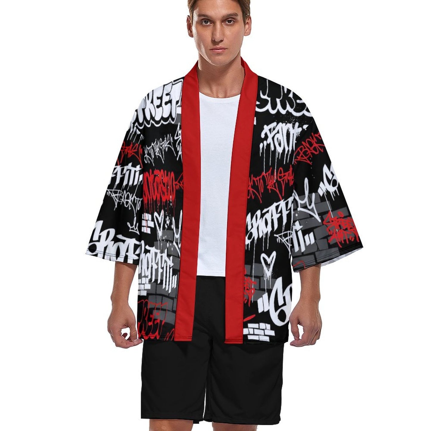 Drop Shoulder Male Kimono Cardigan ZS904 (All-Over Printing)