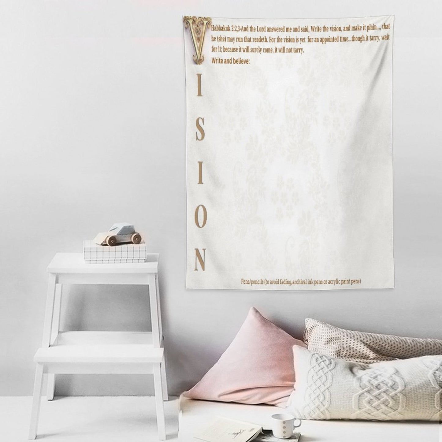 Wall Art with Vertical Tapestry