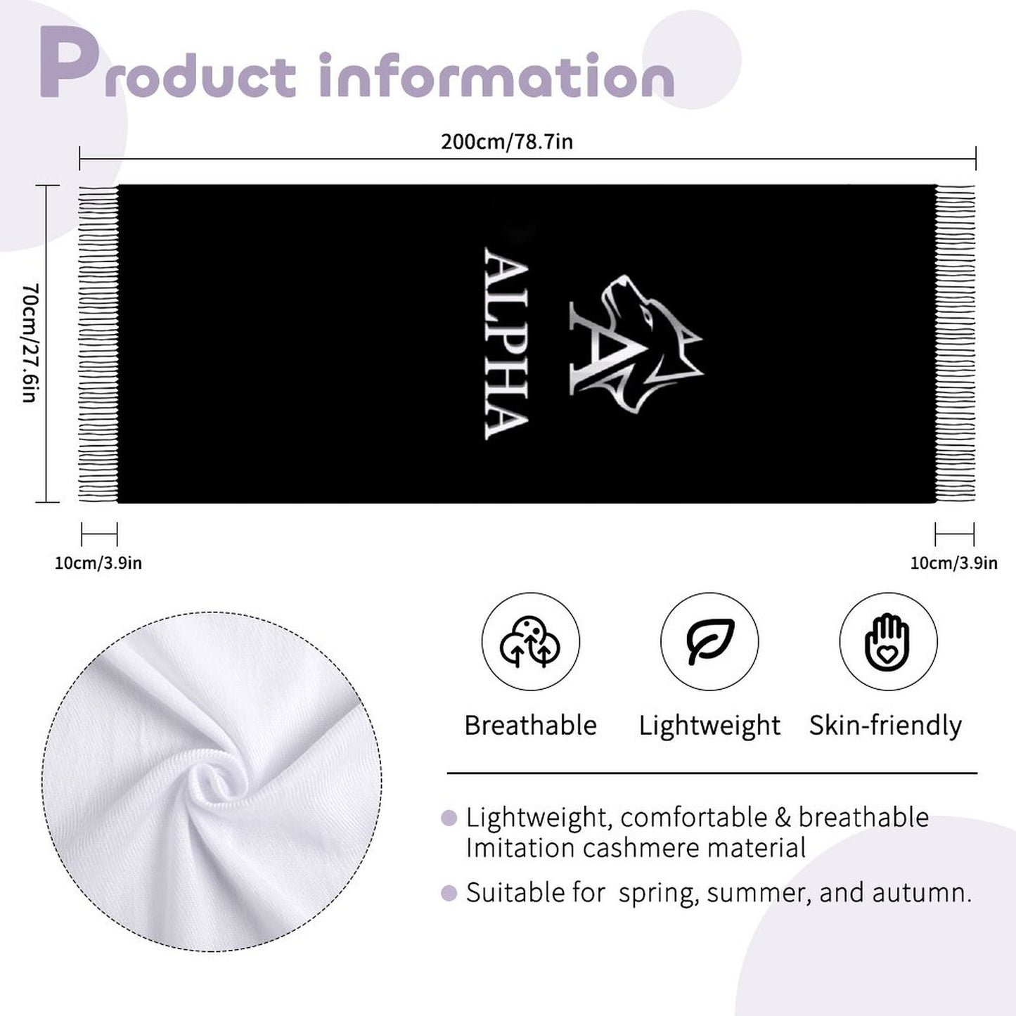 Cashmere-like Tassel Scarf (All-Over Printing)