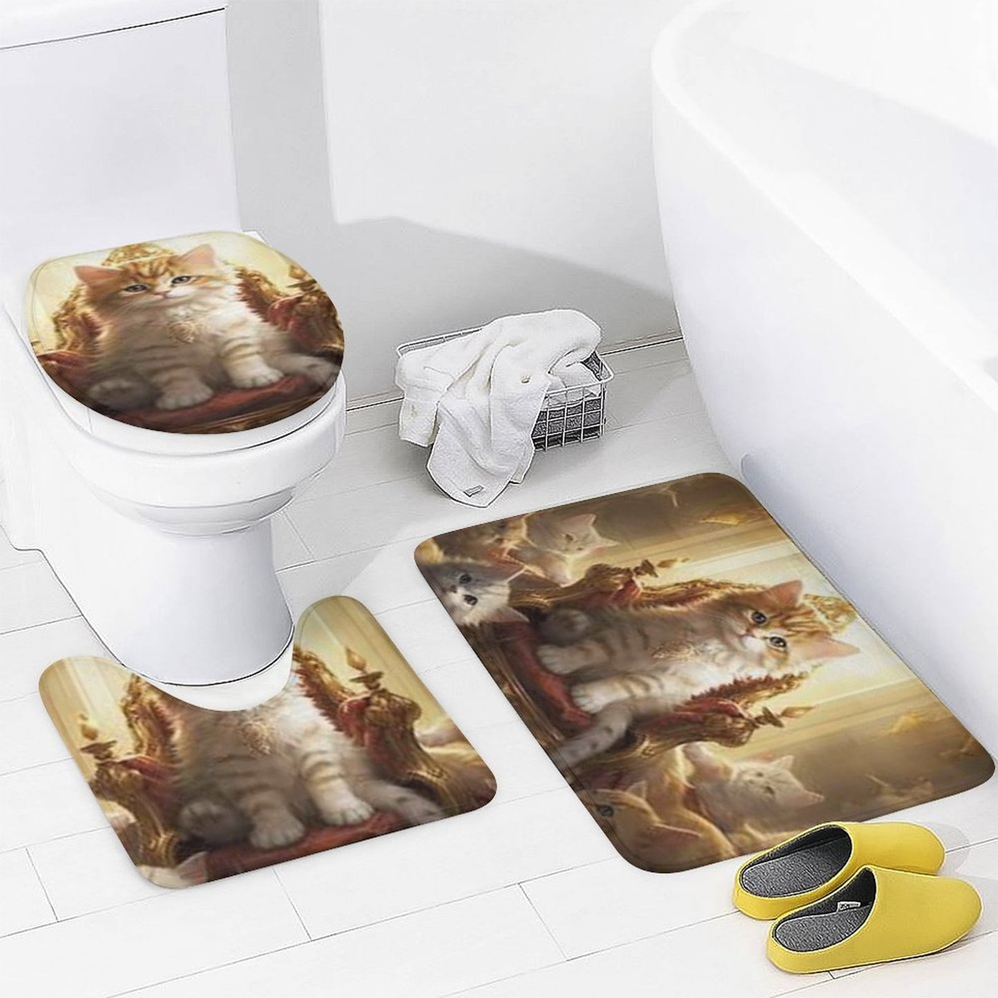 Shower Curtain Set with 3 Rugs