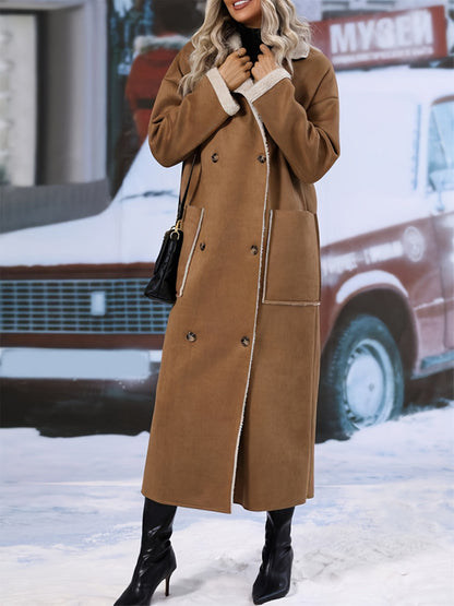 Plus Size Drop Shoulder Sherpa Longline Coat-1XL-5XL