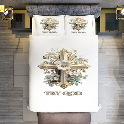 QUEEN 3-Piece Bedding Set-90"x90"/ 229x229cm (Dual-sided Printing)-TRY GOD