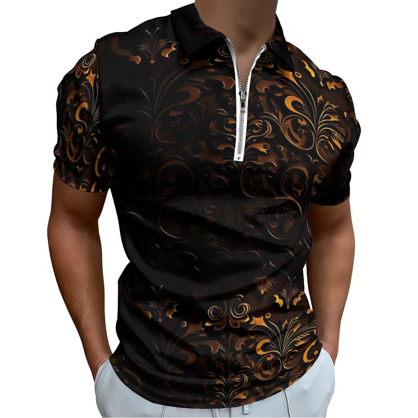 Men's Short Sleeve POLO Shirt with Zipper B470 (All-Over Printing)