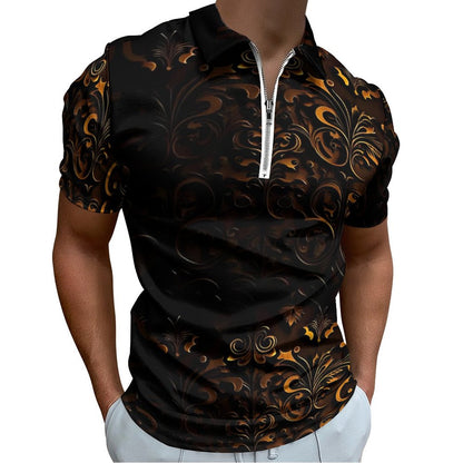 Men's Short Sleeve POLO Shirt with Zipper B470 (All-Over Printing)