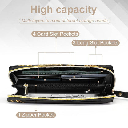 Leather Wallet with Wristlet Strap (2 Pictures on 2 Sides)