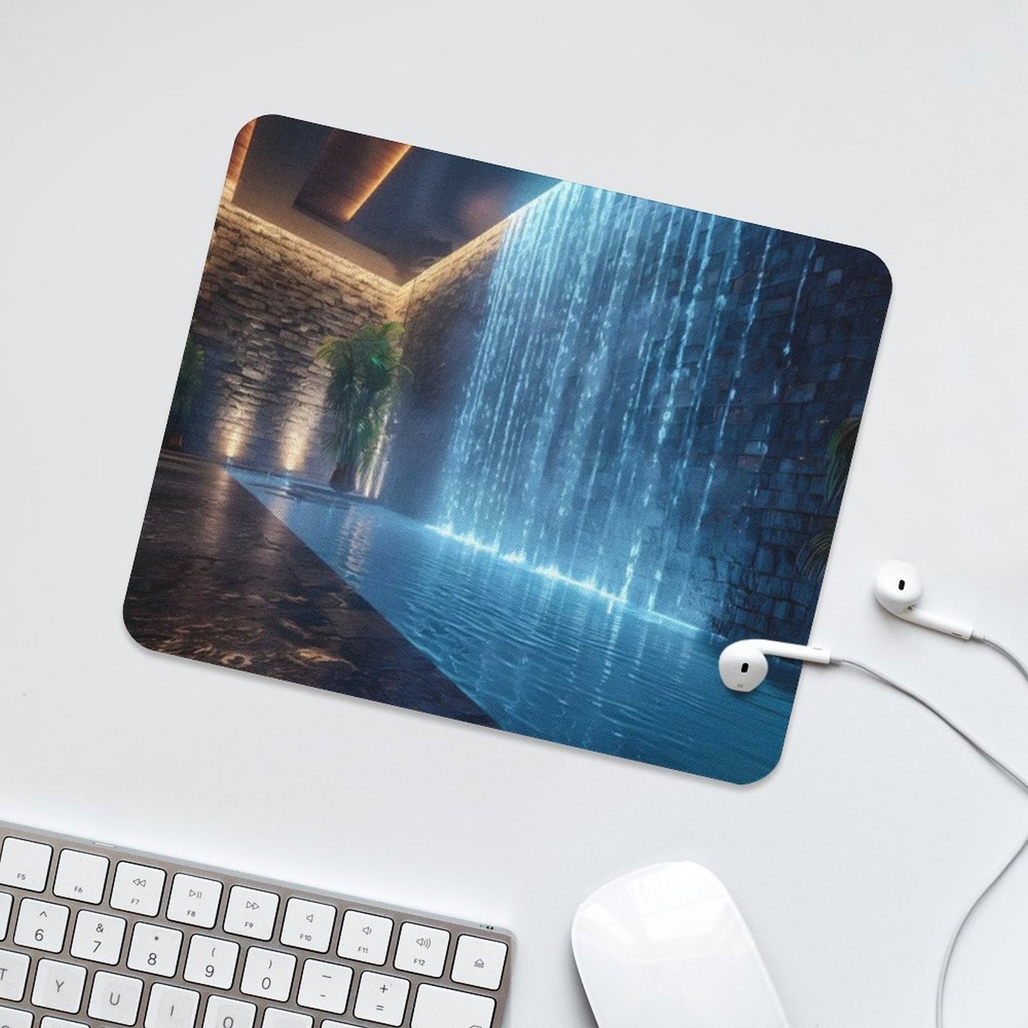 WALL WATERFALL Square Mouse Pad