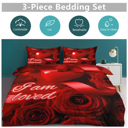 3-Piece Bedding Set-86"×70"/ 218×177cm (Dual-sideded Printing)