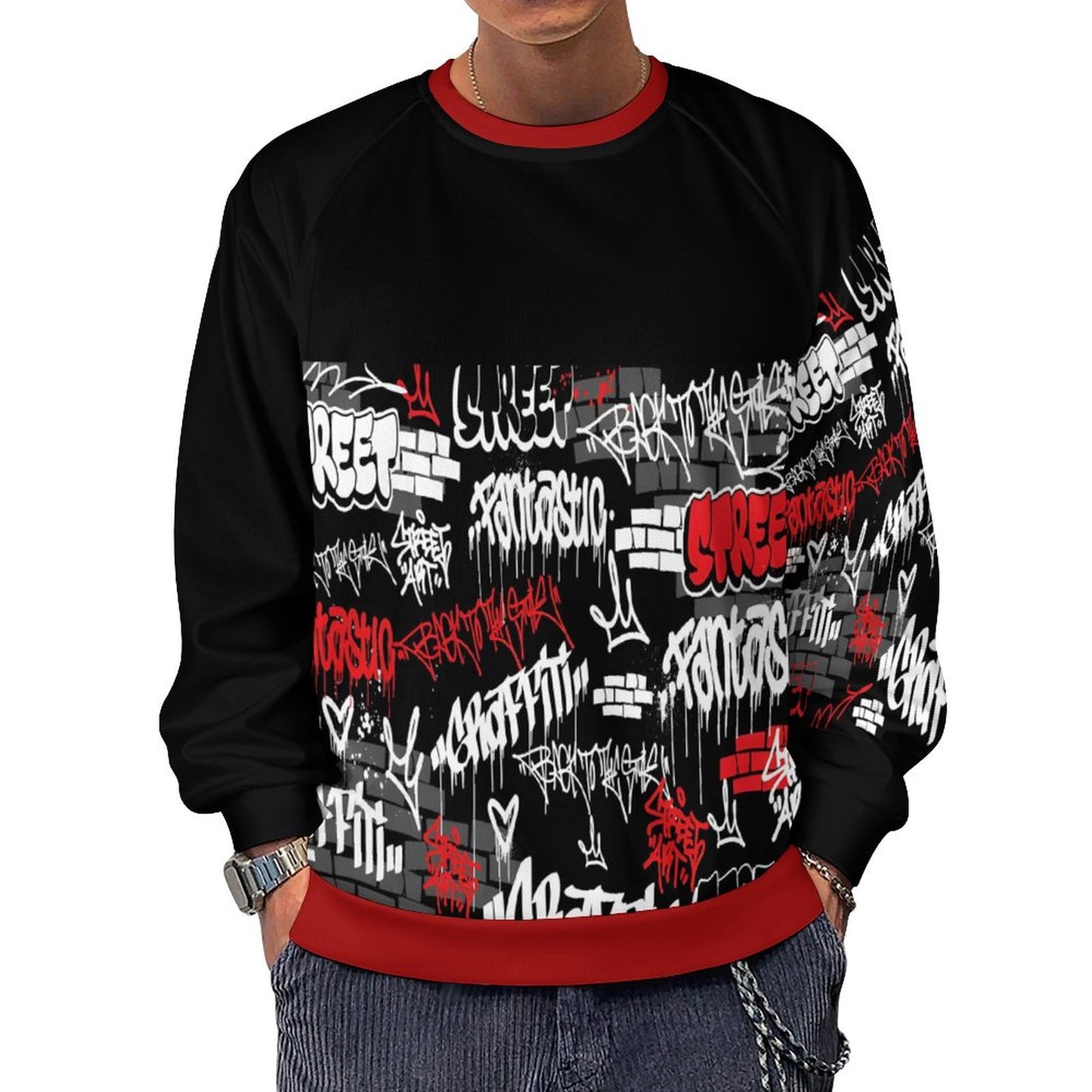 280gsm Men's Crewneck Sweatshirt Raglan A27H (All-Over Printing)