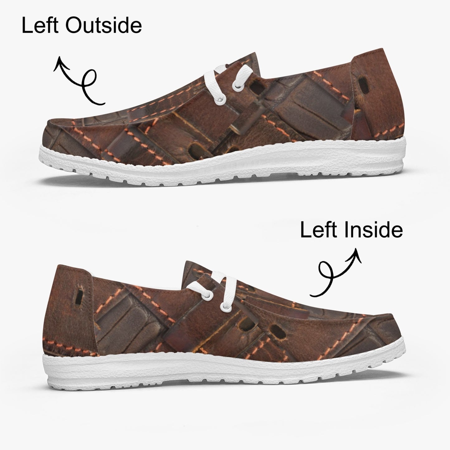 RUGGED LEATHER BUCKLE Print Lace-up Loafers