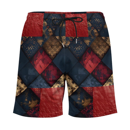 TRIANGLES & LEATHER Men's Hawaiian shorts with 4 Pockets-SMALL-3XL