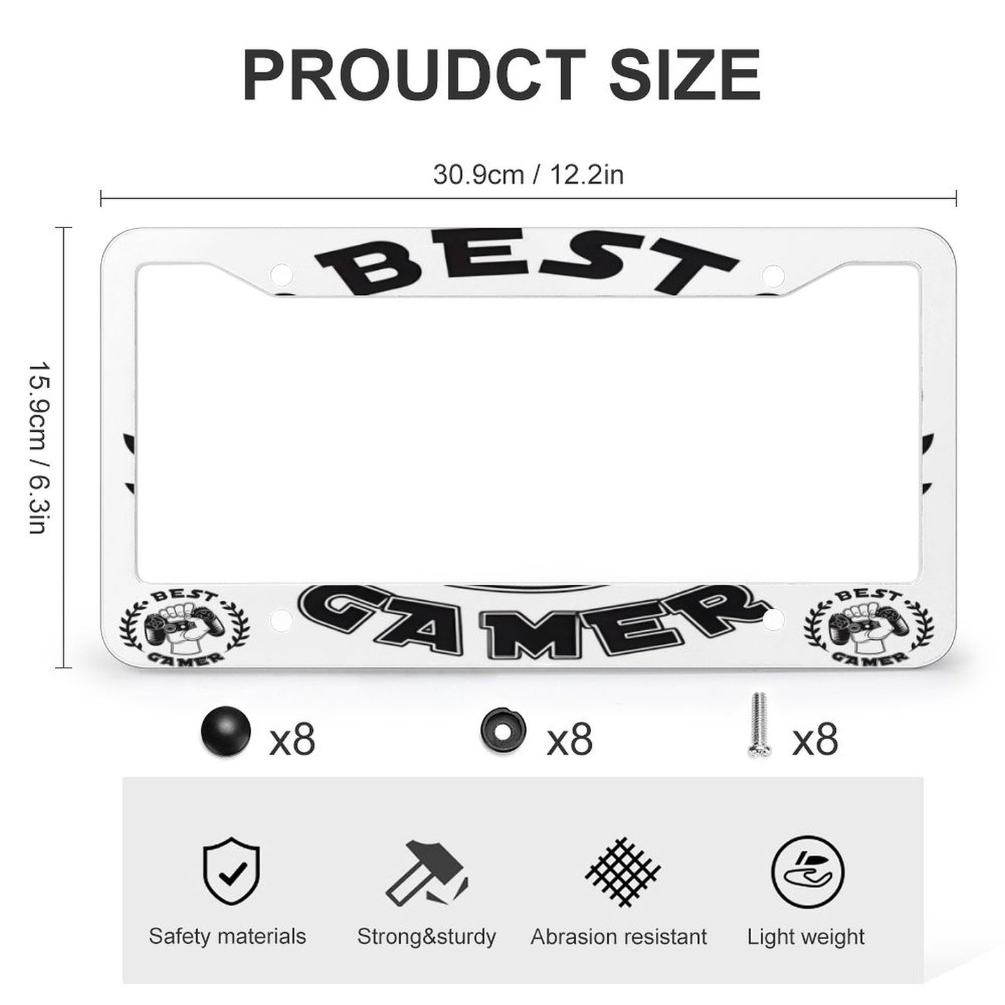 License Plate Frames with 4 Round Holes (1 Pair)