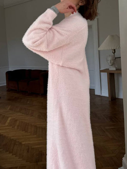 Fuzzy Open Front Solid Color Cardigan (white/tan/grey/pink/black) ONE SIZE