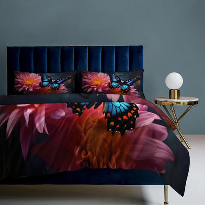 BLUE BUTTERFLY 3-Piece Bedding Set-102"x90"/ 259x229cm KING SIZE (Dual-sided Printing)