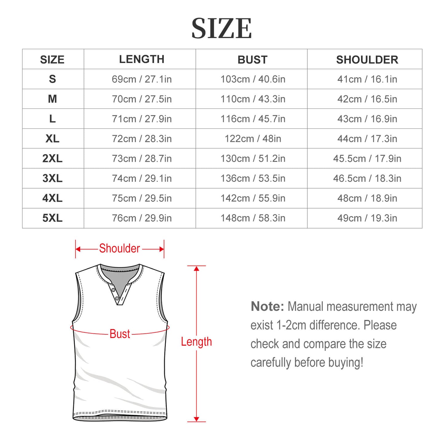 200gsm Henley Neck Vest(All-Over Printing)