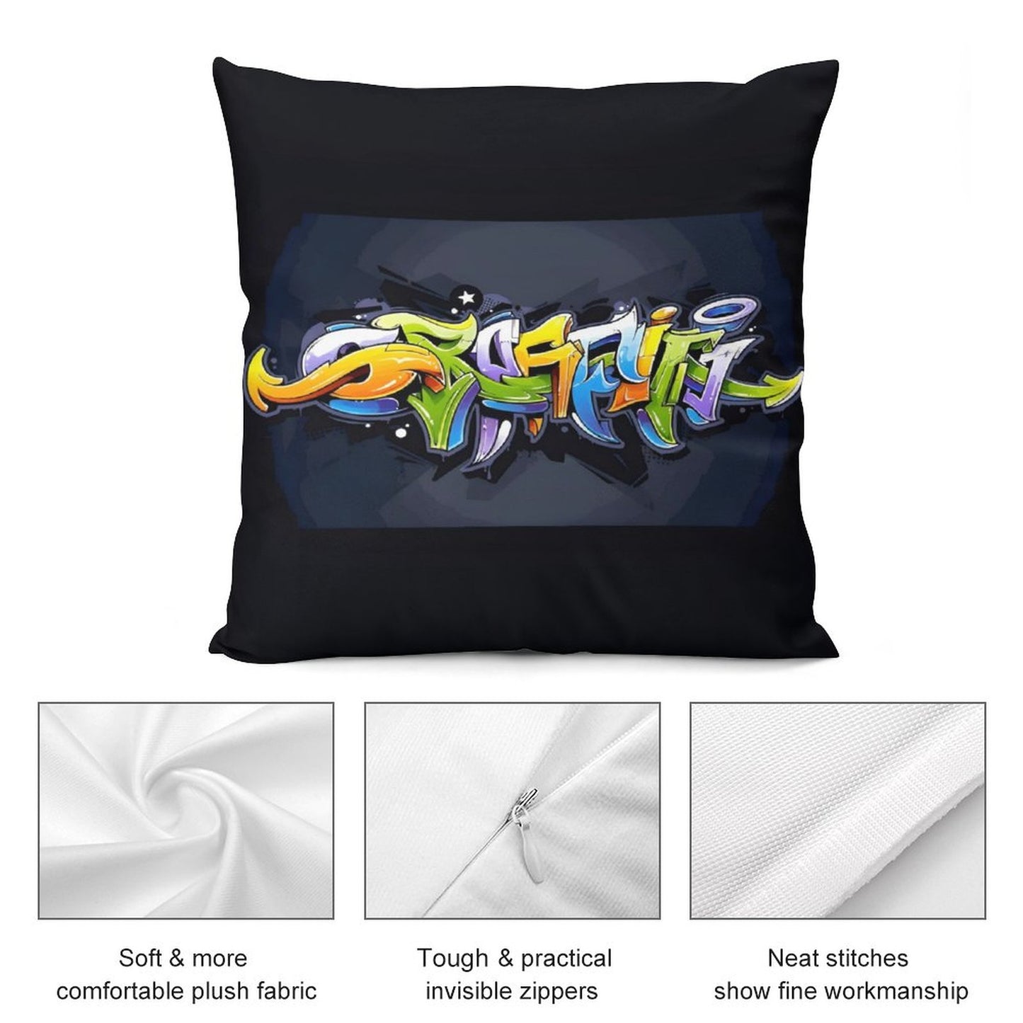 COLORFUL GRAFFITI Plush Pillowcase Set of 4