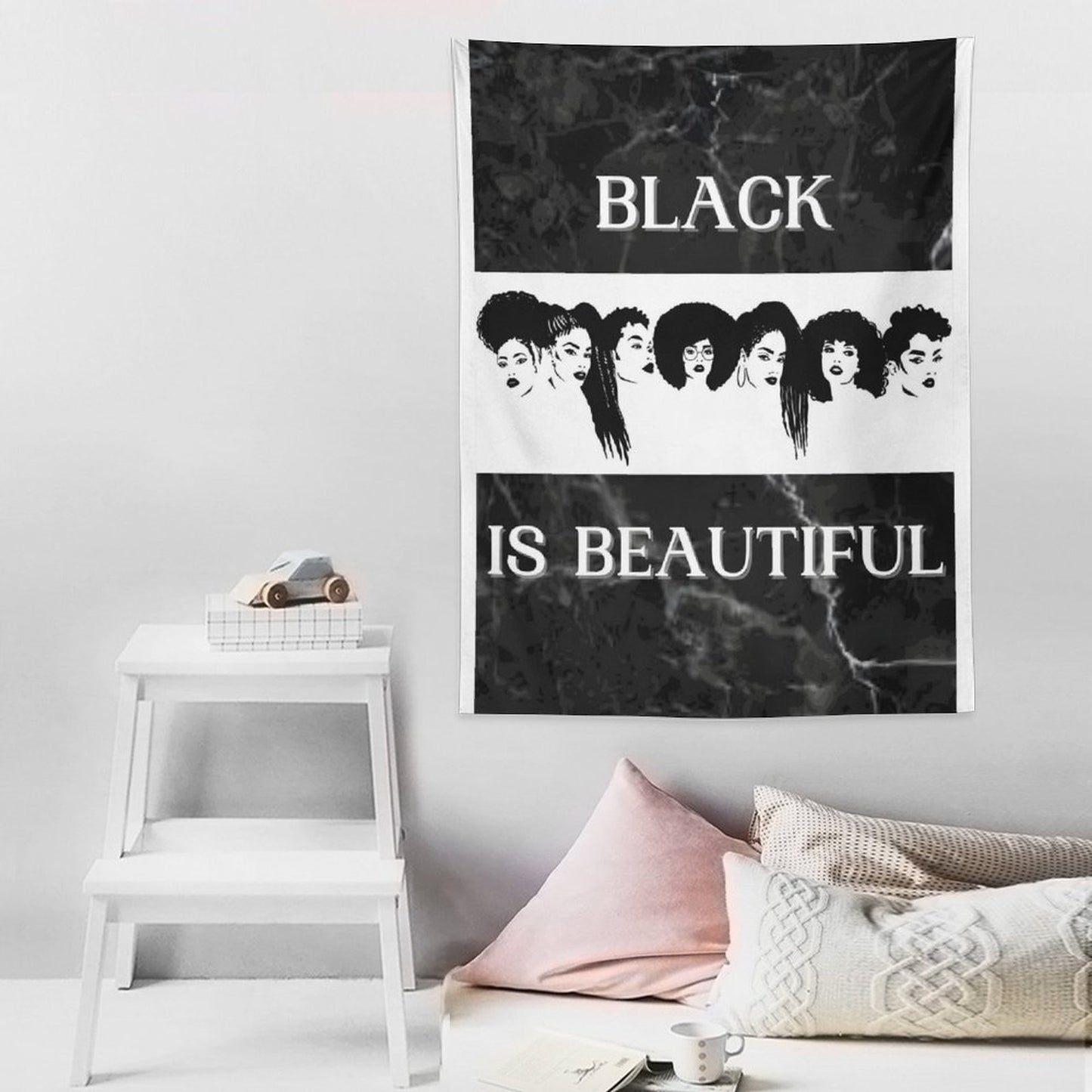 Wall Art with Vertical Tapestry